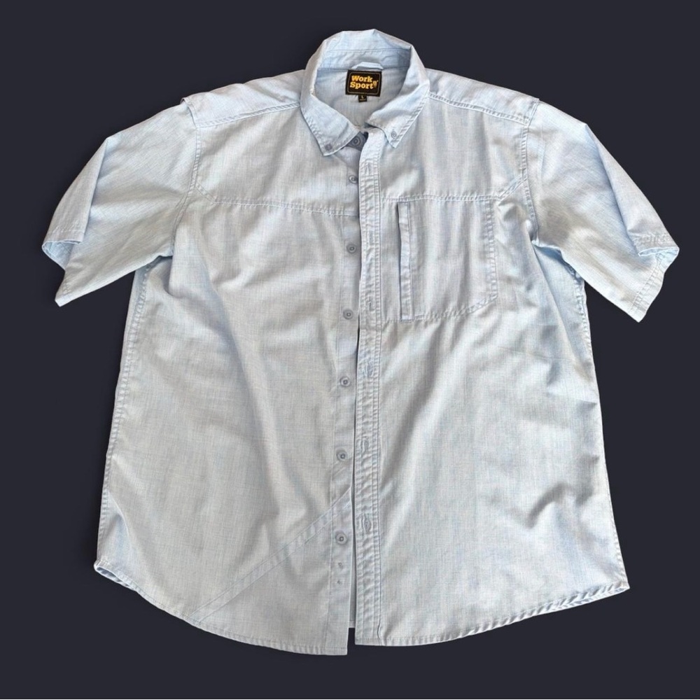 Work N Sport light blue button up shirt